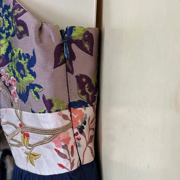 Anthropologie Moulinette Soeurs Floral and Navy Tulle Dress size 14 - Picture 12 of 16